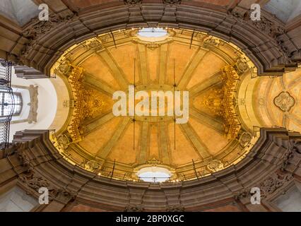 PORTO, PORTUGAL - FEBRUARY 27, 2017: The interior of the dome of the Clerigos Church, in Porto, Portugal Stock Photo