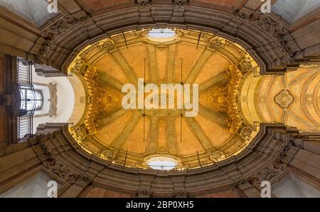 PORTO, PORTUGAL - FEBRUARY 27, 2017: The interior of the dome of the Clerigos Church, in Porto, Portugal Stock Photo