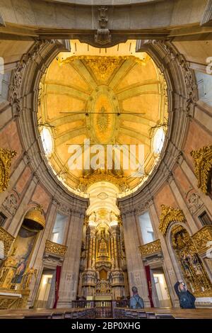 PORTO, PORTUGAL - FEBRUARY 27, 2017: The interior of the dome of the Clerigos Church, in Porto, Portugal Stock Photo