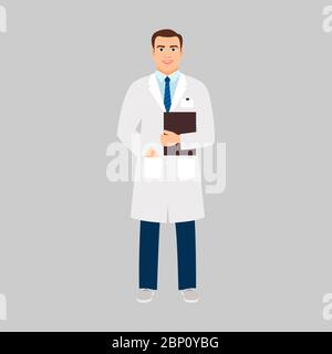Virologist medical specialist isolated vector illustration on grey background Stock Vector