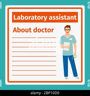 Medical professional notes about laboratory assistant vector template Stock Vector