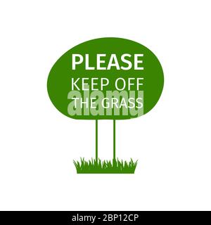 Round green park sign please keep off the grass, vector illustration Stock Vector
