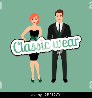 Young couple in classic wear style vector concept Stock Vector