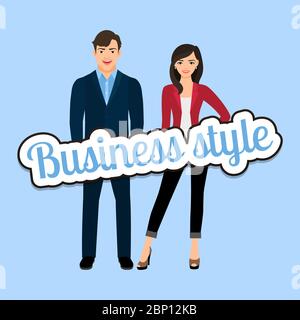 Happy couple in business style clothing vector concept Stock Vector