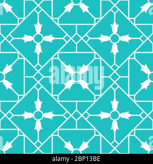Blue and white arabic ornamental ceramic tile vector design Stock Vector