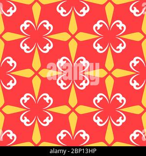 Red arabic ornamental decorative ceramic tile vector design Stock Vector