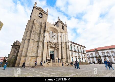 PORTO, PORTUGAL - FEBRUARY 27, 2017: Porto Cathedral (Se do Porto) in historical center of Porto. Stock Photo