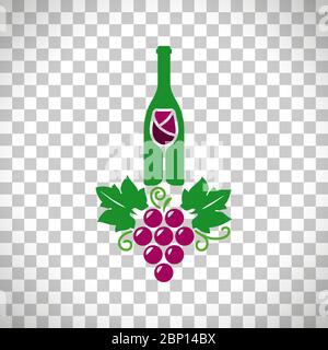 Wine logo with grape isolated on transparent background, vector illustration Stock Vector