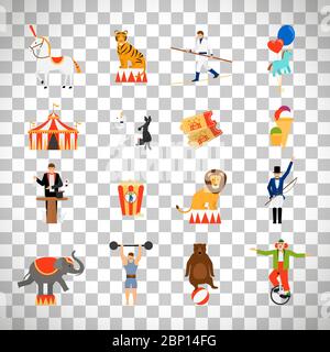 Circus and Carnival Icons Isolated on White Background Stock Vector ...