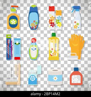 Hygiene flat icons isolated on transparent background, vector illustration Stock Vector