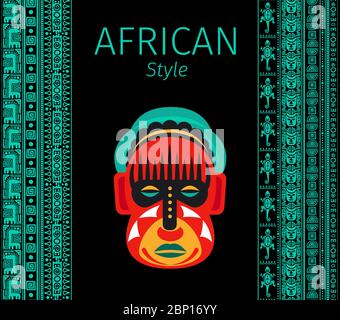 African blue borders and mask symbol vector design Stock Vector