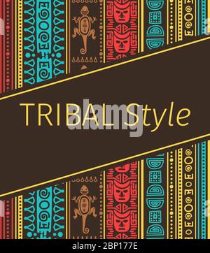 Tribal style design in brown colors, vector illustration Stock Vector