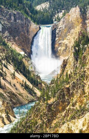 Lower fall on the sunny day,Yellowstone National park,Usa. Stock Photo