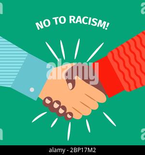 No to Racism. Handshake businessman agreement, vector illustration Stock Vector