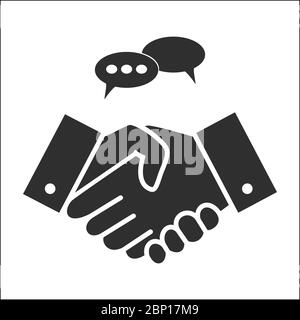 Business people meeting, handshake in grey tones, vector illustration Stock Vector