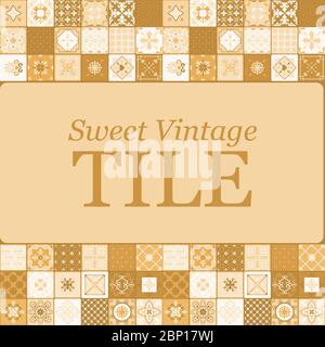 Sweet vintage ceramic tiles in brown colors, vector illustration Stock Vector