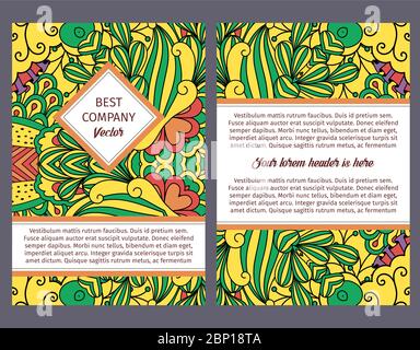 Brouchure design template for company with colorful ornamental ...