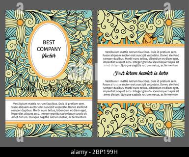 Brouchure design template for company with light colors ethnic decorative pattern vector colorful background Stock Vector