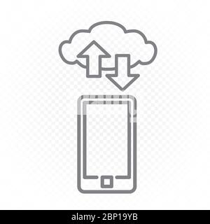 smartphone cloud service line icon Stock Vector