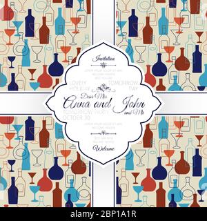 Invitation template card with bar colorful background, vector illustration Stock Vector