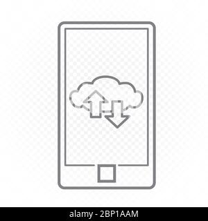 smartphone cloud info exchange line icon Stock Vector