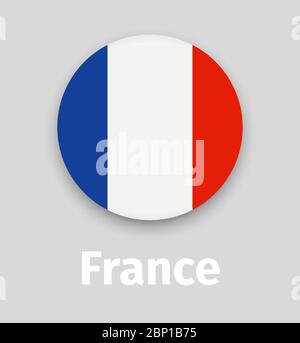 France flag, round icon with shadow isolated vector illustration Stock Vector