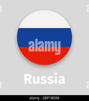 Russian flag, round icon with shadow isolated vector illustration Stock Vector