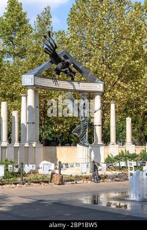 The controversial German occupation memorial in Budapest Stock Photo