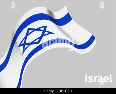 Wavy flag of Israel on a white background. Vector illustration Stock ...