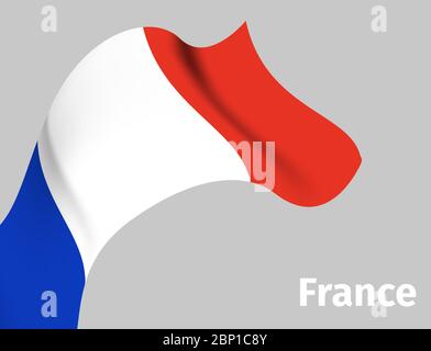 Background with France wavy flag on grey, vector illustration Stock Vector