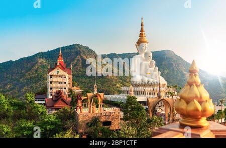 Beautiful Thailand Temple Wat Phra Thart Pha Sorn Kaew in Asia with scenery big Buddha statue on background nature landscape. Stock Photo