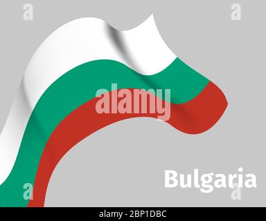 Background with Bulgaria wavy flag on grey, vector illustration Stock Vector