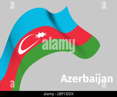 Background with Azerbaijan wavy flag on grey, vector illustration Stock Vector