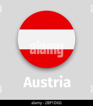 Austria flag, round icon with shadow isolated vector illustration Stock Vector