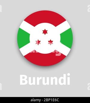 Burundi flag, round icon with shadow isolated vector illustration Stock Vector