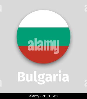 Bulgaria flag, round icon with shadow isolated vector illustration Stock Vector