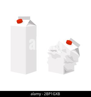 Cardboard packaging for milk isolated on white background, vector illustration Stock Vector