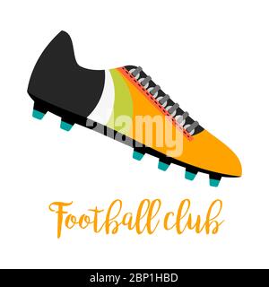 Shoes with text football club isolated on the white background, vector illustration Stock Vector
