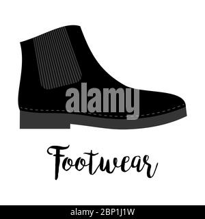 Shoes with text footwear isolated on the white background, vector illustration Stock Vector
