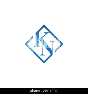 Letter KN typography logo design with square shape isolated on a white background Stock Vector