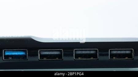 USB multiplexer close-up on white background. Usb is not plugged in. Close up. Stock Photo