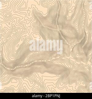 Abstract topographic vector map with elevation lines and yellow background Stock Vector