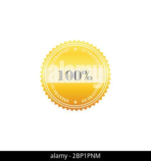 Gold 100 percent guarantee stamp seal sign vector image. 100 percent guarantee gold seal sign symbol vector design Stock Vector