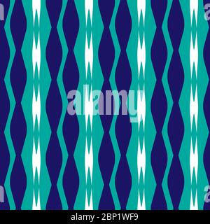 monochrome blue seamless pattern with stripes of rhombuses in 80s' style Stock Vector