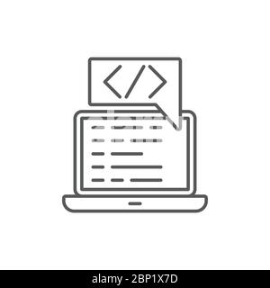 Custom coding symbol Programming vector icon isolated on white background Stock Vector