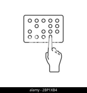 Disability blind vector icon symbol braille isolated on white background Stock Vector