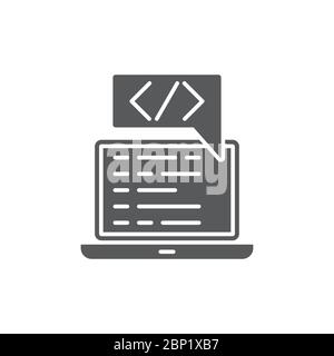 Custom coding symbol Programming vector icon isolated on white background Stock Vector