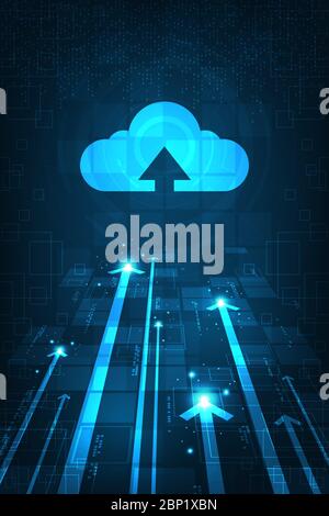 Cloud interface that shows data uploading to the internet. Stock Vector