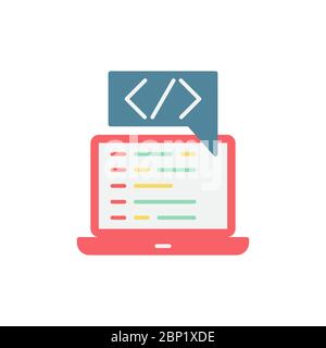 Custom coding symbol Programming vector icon isolated on white background Stock Vector