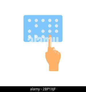 Disability blind vector icon symbol braille isolated on white background Stock Vector
